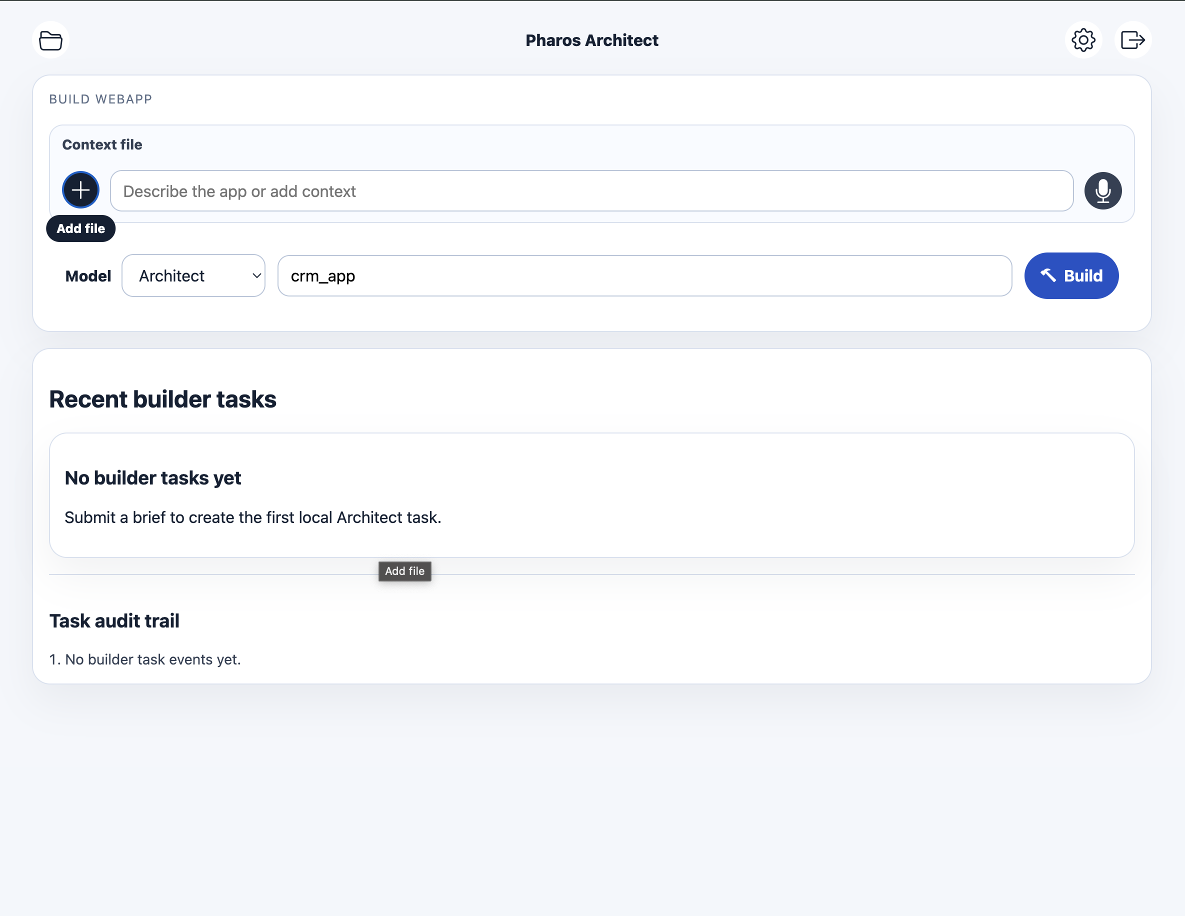 Pharos Architect application builder preview